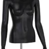Headless Female Torso Mannequin With Metal Base, Removable Arms - Matte Black