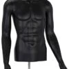 Headless Male Torso Mannequin With Metal Base, Removable Arms - Matte Black