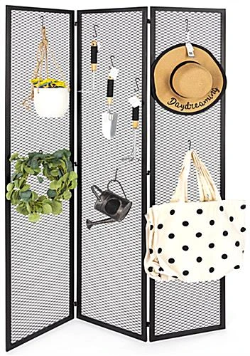 Display Screen W/ Three Panels, 45" W X 72" H, Iron Mesh Retail - Black - Image 2