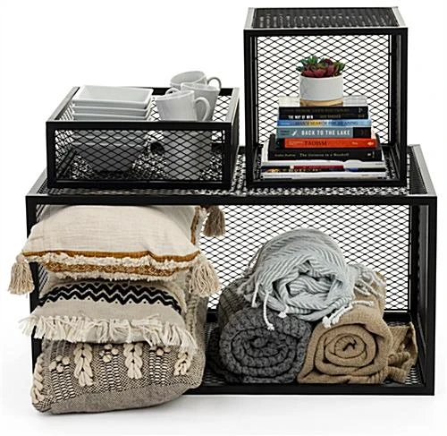 Retail Riser, 35" W X 18" D X 20" H, Iron Mesh - Black - Image 6