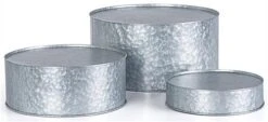 Round Galvanized Steel Risers, Set Of 3 Sizes, Countertop Placement - Silver