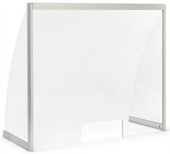 Countertop Sneeze Shield W/ Transaction Slot, Acrylic & Aluminum - Clear