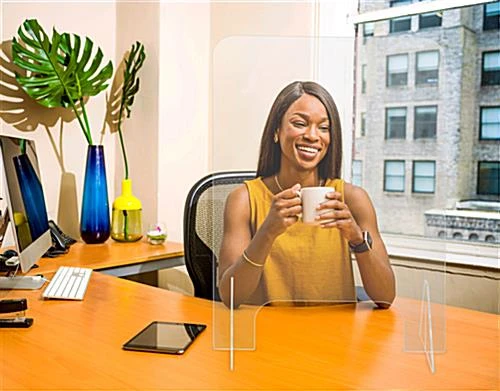 Countertop Sneeze Shield, Polycarbonate, Vertical Orientation - Clear - Image 5