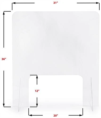 Countertop Sneeze Shield W/ Large Pass-Through, Acrylic, Single Panel - Clear - Image 6