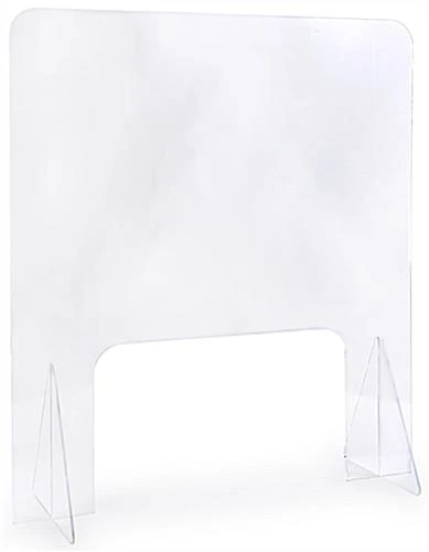 Countertop Sneeze Shield W/ Large Pass-Through, Acrylic, Single Panel - Clear