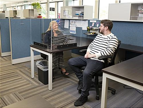 Corner Countertop Sneeze Shield, Polycarbonate, 2 Panels - Clear - Image 6