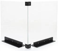 Corner Countertop Sneeze Shield, Polycarbonate, 2 Panels - Clear