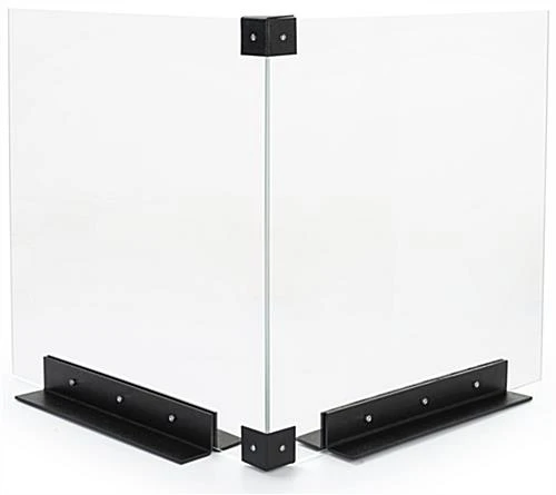 Corner Countertop Sneeze Shield, Polycarbonate, 2 Panels - Clear