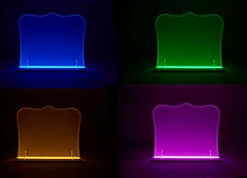 32" X 27" Acrylic Barrier W/ Color Changing LED Lights, Countertop Design - Clear - Image 5