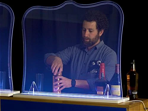 32" X 27" Acrylic Barrier W/ Color Changing LED Lights, Countertop Design - Clear - Image 7