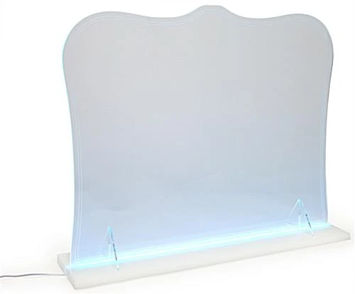 32" X 27" Acrylic Barrier W/ Color Changing LED Lights, Countertop Design - Clear