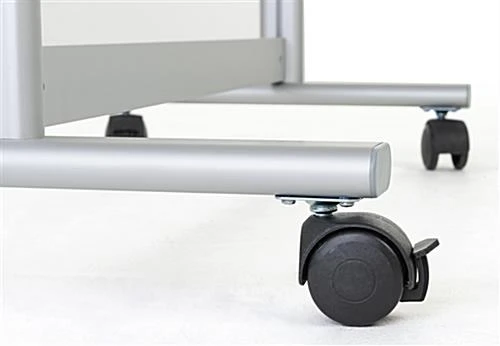 29.5 X 78.8 Floor Standing Sneeze Shield, Locking Wheels, Acrylic & Aluminum - Clear - Image 4