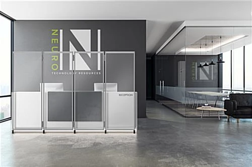 29.5 X 78.8 Floor Standing Sneeze Shield, Locking Wheels, Acrylic & Aluminum - Clear - Image 7