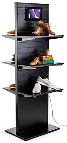 2-Sided Slatwall Kiosk For Floor, 72"h, 10.1" LCD Screen - Black