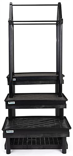 36"w Garden Center Shelving Display, WaterBed™ Trays, Plant Hanger, 3-Tiers - Black - Image 3