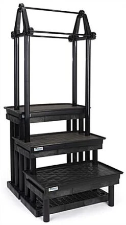 36"w Garden Center Shelving Display, WaterBed™ Trays, Plant Hanger, 3-Tiers - Black