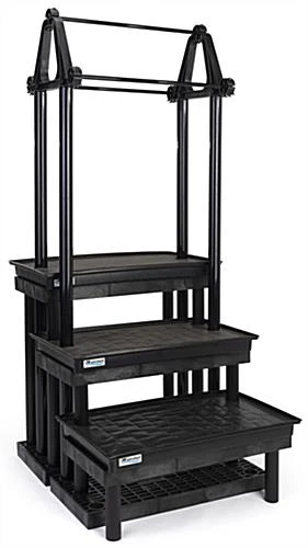 36"w Garden Center Shelving Display, WaterBed™ Trays, Plant Hanger, 3-Tiers - Black