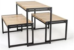 Wood Nesting Display Tables, Rectangular, Set Of 3 – Natural Finish