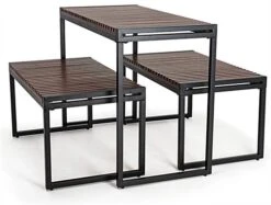 Wooden Nesting Display Tables, Rectangular, Set Of 3 – Dark Brown