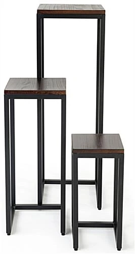 Wood Nesting Display Tables, Square, Set Of 3 – Dark Brown Finish - Image 2