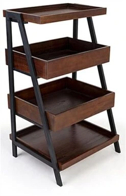 Wooden Retail Shelving Unit, 4 Shelves – Dark Brown