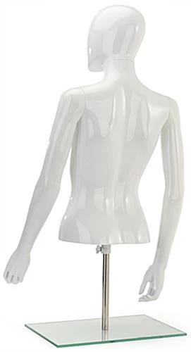 Female Torso Mannequin For Tabletops, Abstract Face, Adjustable Height - White - Image 4