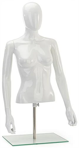 Female Torso Mannequin For Tabletops, Abstract Face, Adjustable Height - White - Image 3