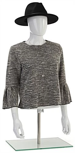 Female Torso Mannequin For Tabletops, Abstract Face, Adjustable Height - White