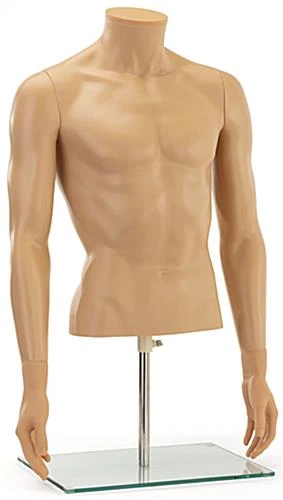 Male Torso Mannequin For Tabletops, Headless, Adjustable Height - Fair Skin Tone - Image 3