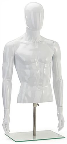 Male Torso Mannequin For Tabletops, Adjustable Height - White - Image 3