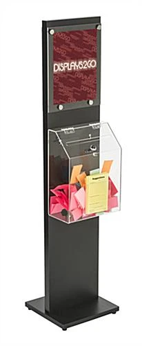Acrylic Ballot Box W/ 8.5 X 11 Sign Holder, Pocket, Floor Standing Black & Clear
