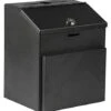 Metal Ballot Box With Front Pocket & Lock, Wall Mount Or Countertop - Black