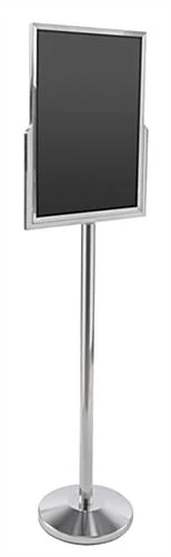 18 X 24 Poster Stand For Floor, Top Insert, Double Sided, Weighted Base - Chrome