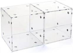 Acrylic Display Bin, Countertop, 2 Compartments, Magnetic, Stackable - Clear