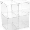 Acrylic Bin For Floor Standing Use, 4 Compartments, Magnetic, Stackable - Clear