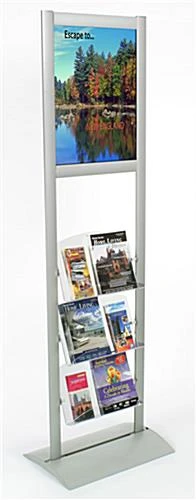 18 X 24 Poster Stand With Literature Holders, 4"/8.5"w, Double Sided - Silver