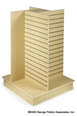 4-Sided Slatwall Kiosk For Floor, 36-inch-wide, No Accessories, Pinwheel - Maple