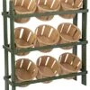 Tiered Wooden Display, Floorstanding, 9 Baskets - Green & Oak