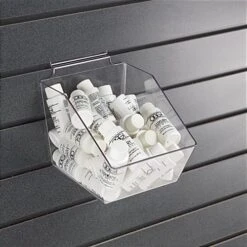 5.5 X 7.5 Slatwall Accessory Bin With Angled Front - Clear Acrylic