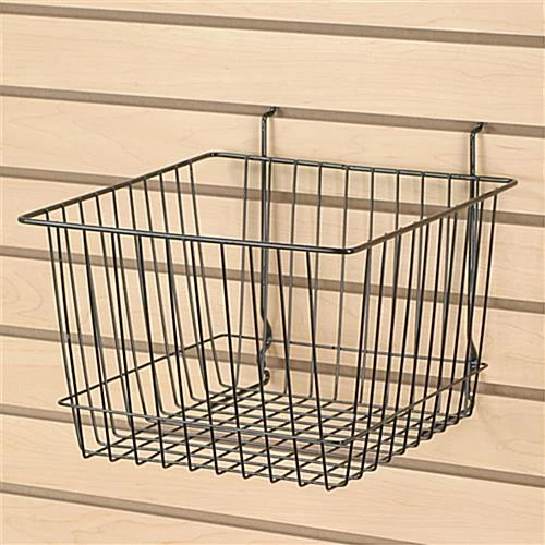 12 X 12 Wire Basket For Gridwall Or Slatwall, 8" Deep, Square - Black