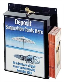 Ballot Box With 8.5 X 11 Frame, Side Pocket, Lock, Wall Mount - Black