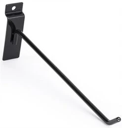 10" Metal Slatwall Peg Hook, Angled Tip, Set Of 25 - Black