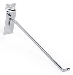 10” Metal Slatwall Peg Hook, Angled Tip, Set Of 25 - Chrome