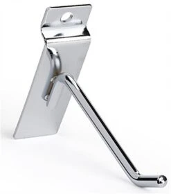 4" Metal Slatwall Peg Hook, Angled Tip, Set Of 25 - Chrome