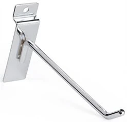 6" Metal Slatwall Peg Hook, Angled Tip, Set Of 25 - Chrome