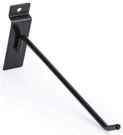 8" Metal Slatwall Peg Hook, Angled Tip, Set Of 25 - Black