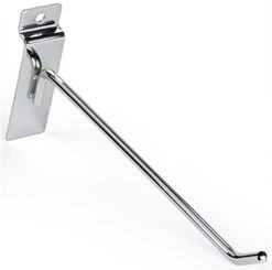 8" Metal Slatwall Peg Hook, Angled Tip, Set Of 25 - Chrome