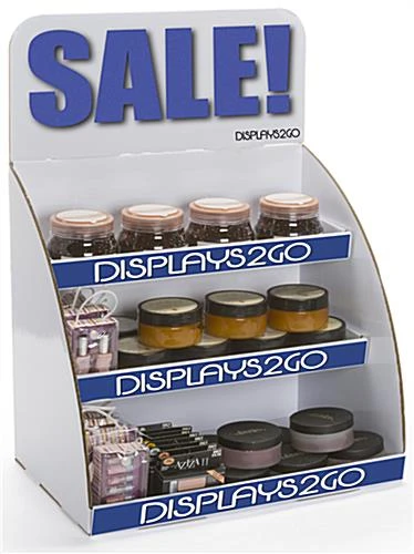 Countertop Cardboard Display, 3 Tiers, Removable Header - White - Image 2