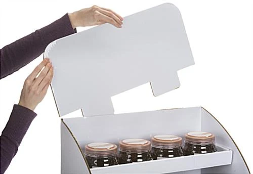 Countertop Cardboard Display, 3 Tiers, Removable Header - White - Image 3