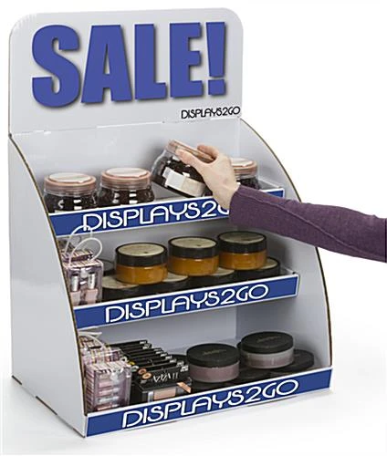 Countertop Cardboard Display, 3 Tiers, Removable Header - White - Image 5